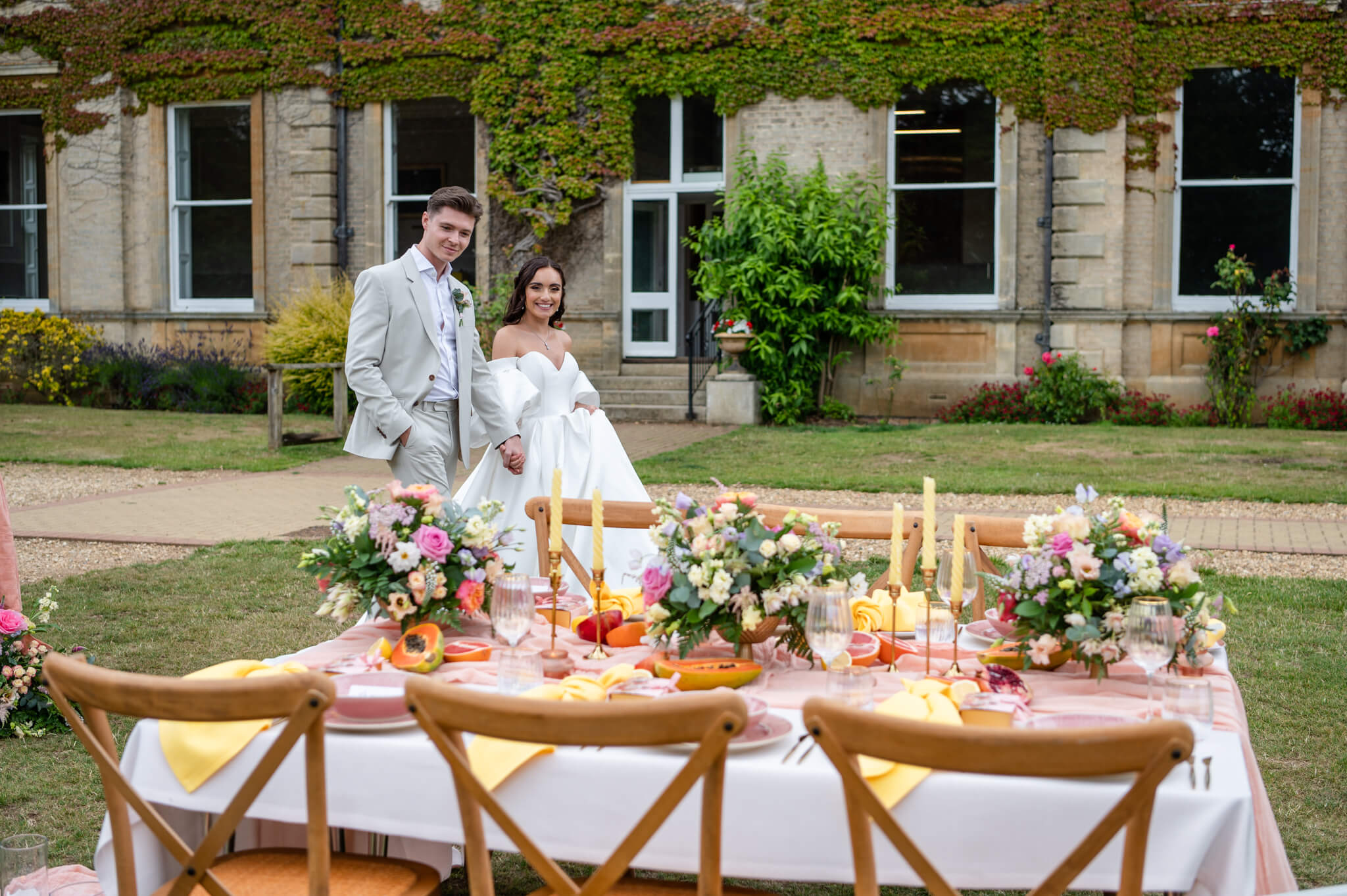 Chloe Bolam Buckinghamshire Wedding Photographer - Milton Keynes Wedding Venue Swanbourne House - Luxury Summer Wedding Inspiration - Pink Wedding Table