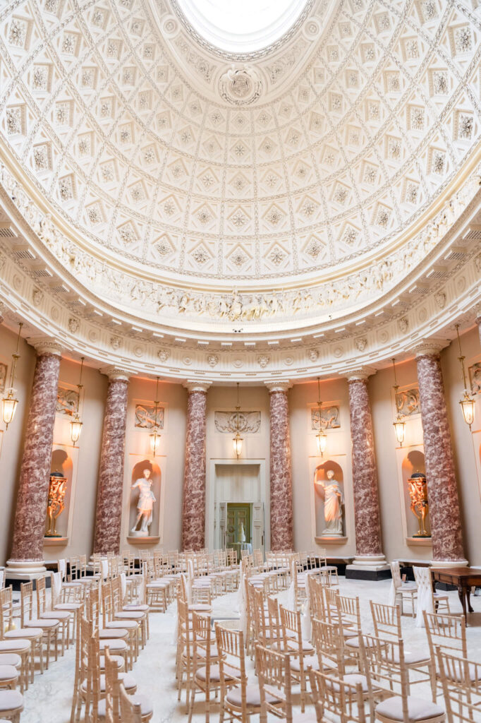 Inside styling and interior of Stowe House wedding venue 