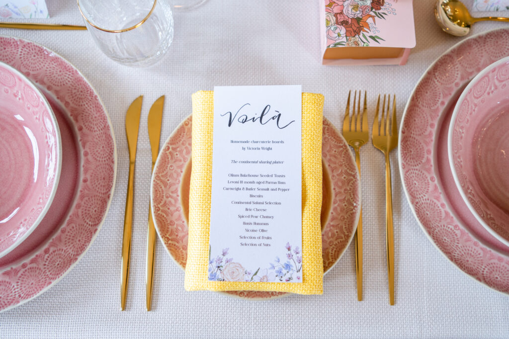 Wedding menu and table details captured at an Iscoyd Park Wedding in Shropshire