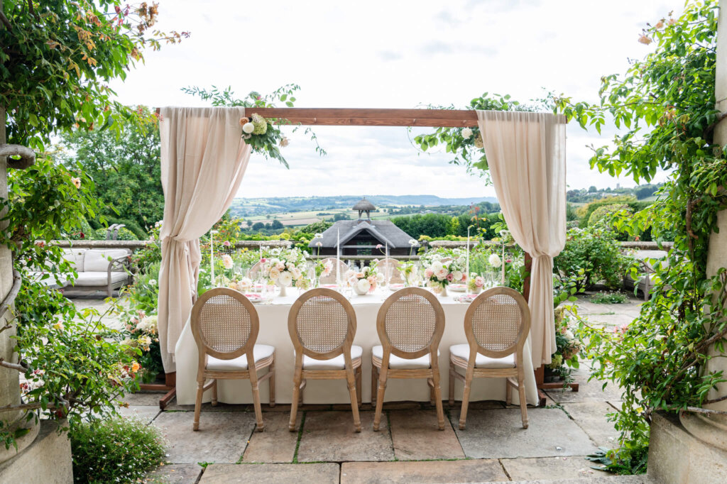 Outdoor wedding at Euridge Manor. Luxury wedding breakfast