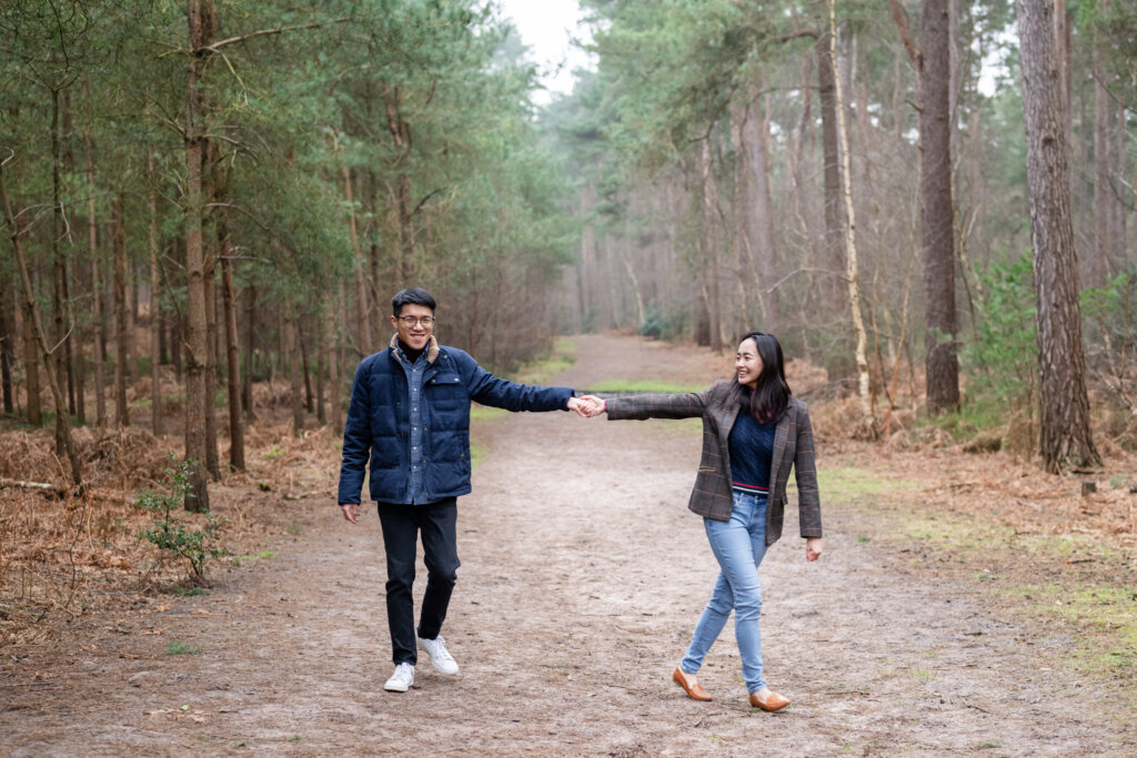 Shropshire proposal photographer Chloe Bolam. UK woodland engagement