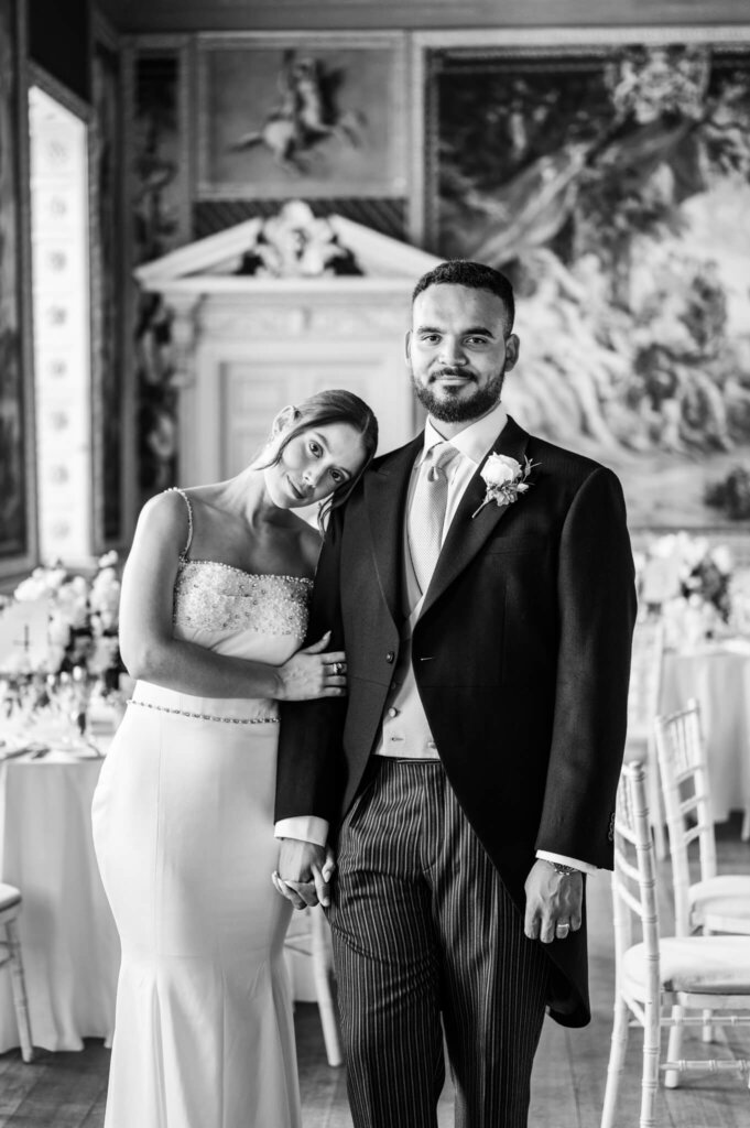 Editorial wedding portrait at Stowe House in Buckinghamshire. Chloe Bolam Photography, luxury UK wedding photographer