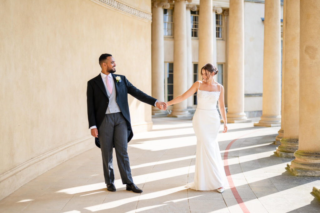 Stowe House wedding photographer Chloe Bolam Photography. A couple in the sunshine at their Stowe House wedding