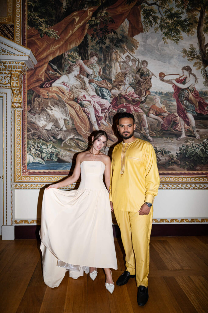 Editorial flash photography at a Stowe House wedding