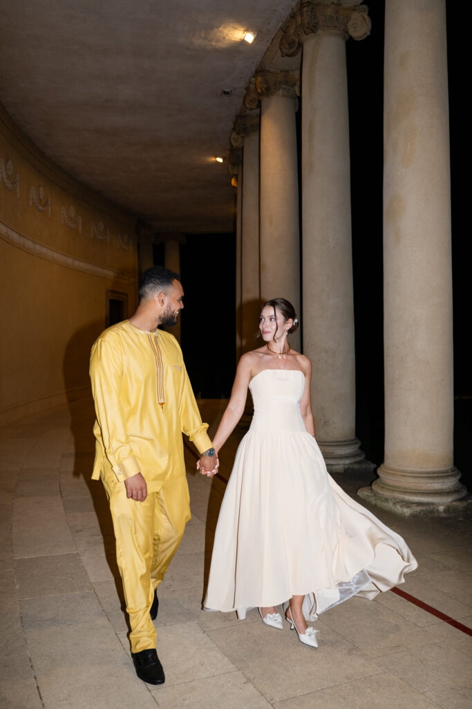 Editorial flash wedding portraits by Chloe Bolam Photography. Stowe House, luxury Buckinghamshire wedding venue