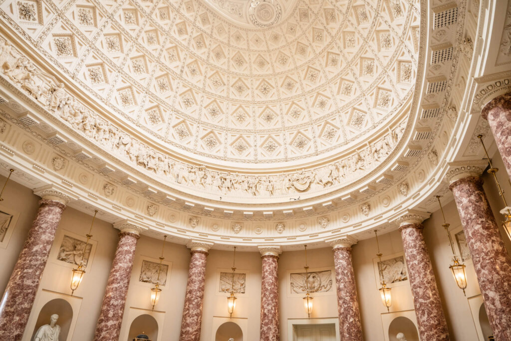 The Marble Saloon at Stowe House. Luxury UK wedding venue. Rome style wedding