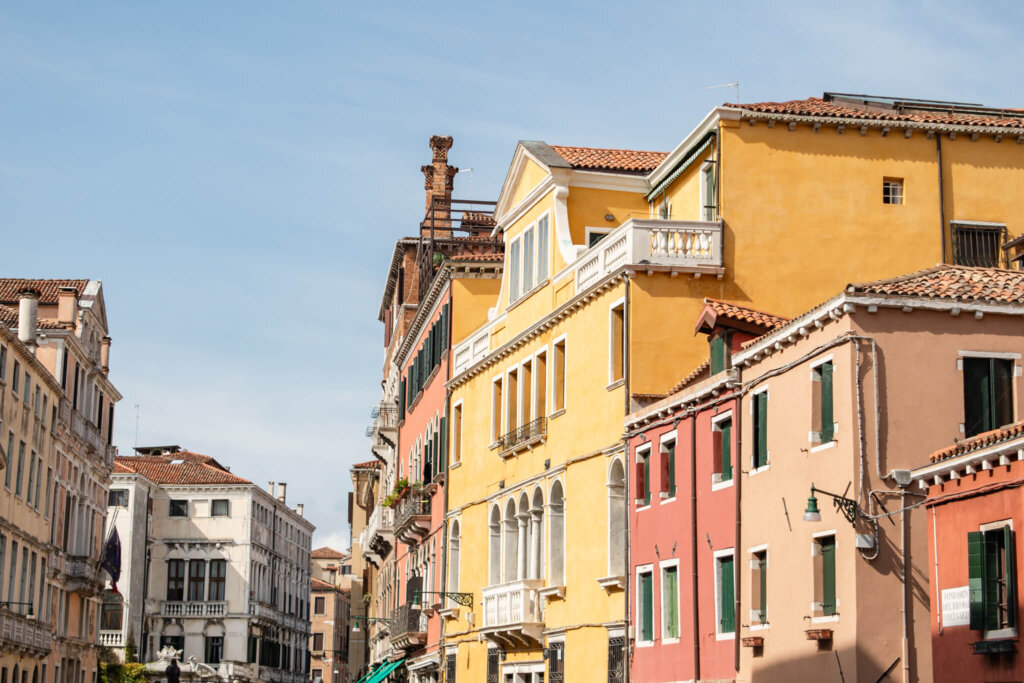 Colourful buildings in the streets of Italy