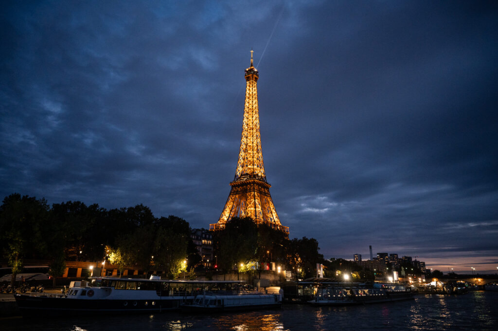 Paris destination wedding. Eiffel Tower at night