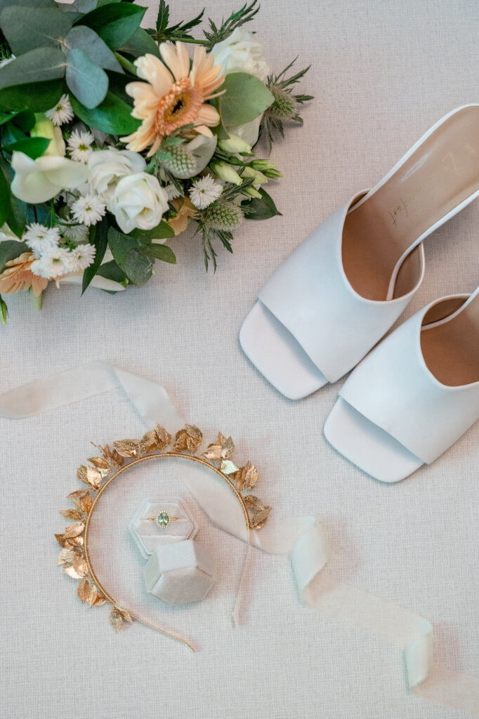 Wedding flatlay at Cliveden House Hotel